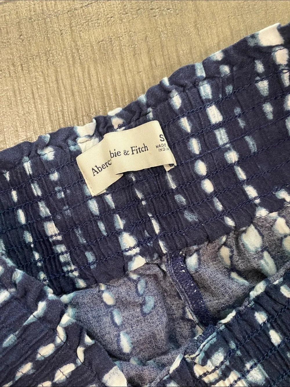 Abercrombie & Fitch Navy and White Tie-Dye High Waist Shorts